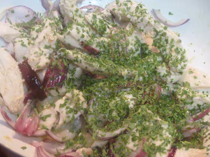 Escalopes de poulet a la sauce bechamel aux champignons