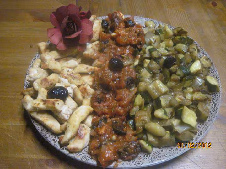 Escalopes de poulet aux courgettes en sauce tomate