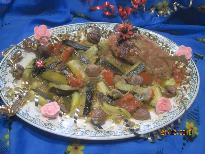 Filet de veau aux legumes et chataignes