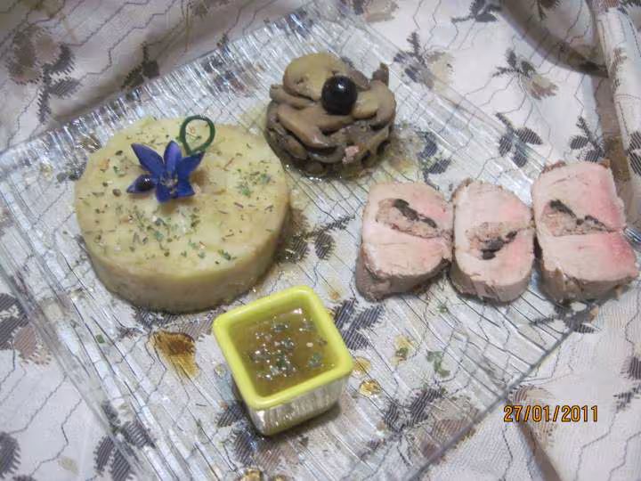 Filet mignon farci au rillette de porc olives noires