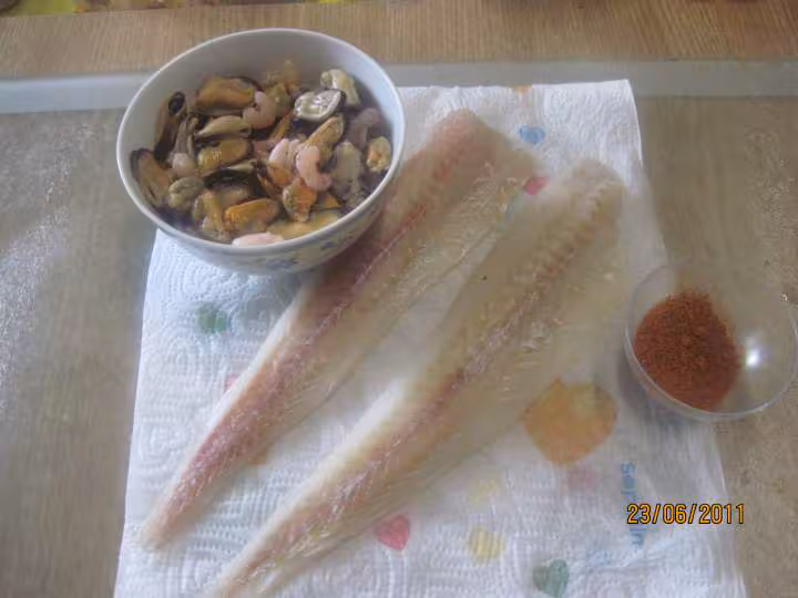 Filets de colin un harem de poivrons