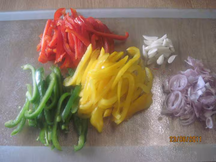 Filets de colin un harem de poivrons