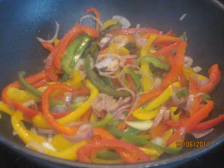 Filets de colin un harem de poivrons
