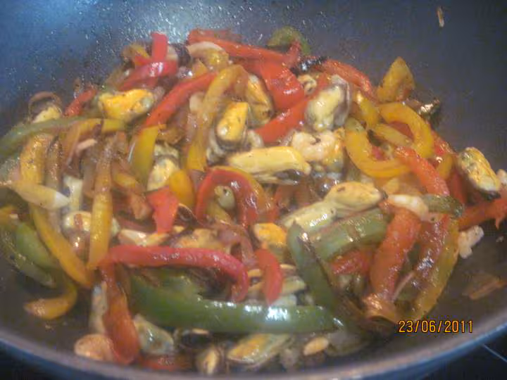 Filets de colin un harem de poivrons