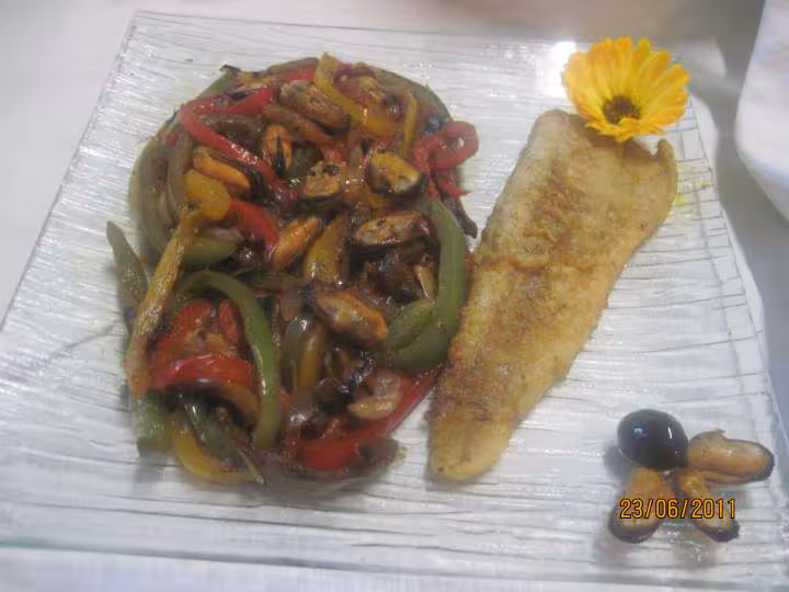 Filets de colin un harem de poivrons