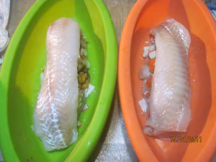 Filets de poisson aux crustaces au mo en papillotes