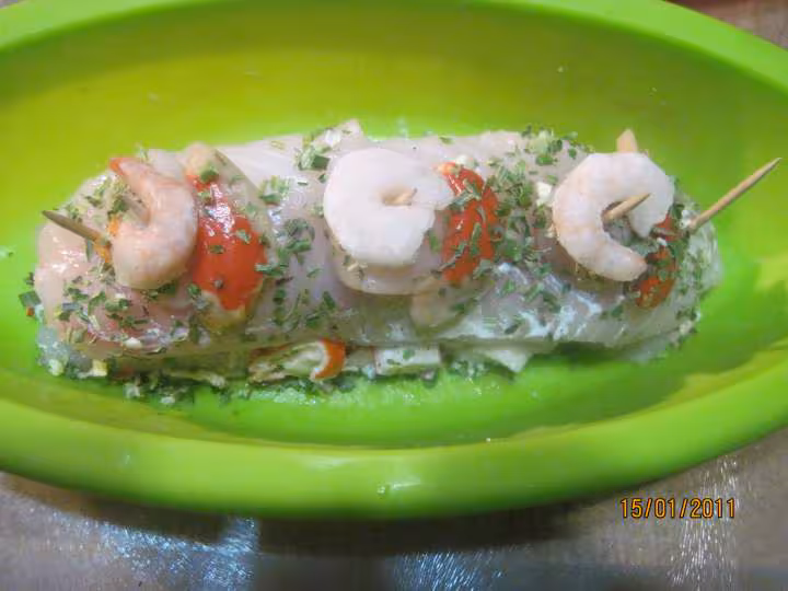 Filets de poisson aux crustaces au mo en papillotes