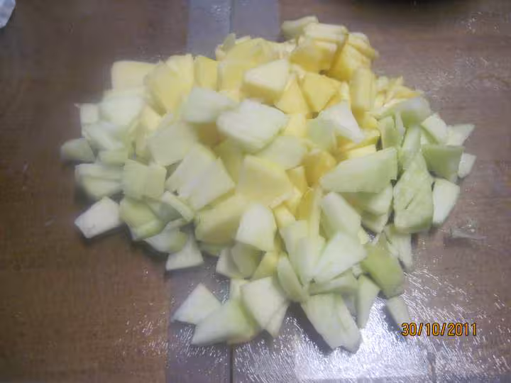 Flan a la vanille aux des de pommes