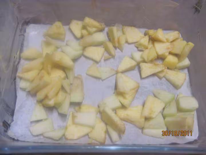 Flan a la vanille aux des de pommes