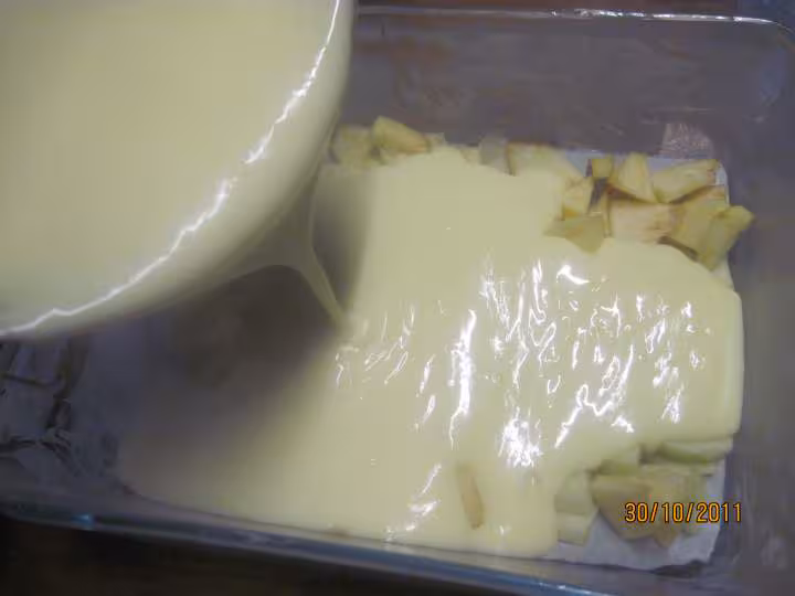 Flan a la vanille aux des de pommes