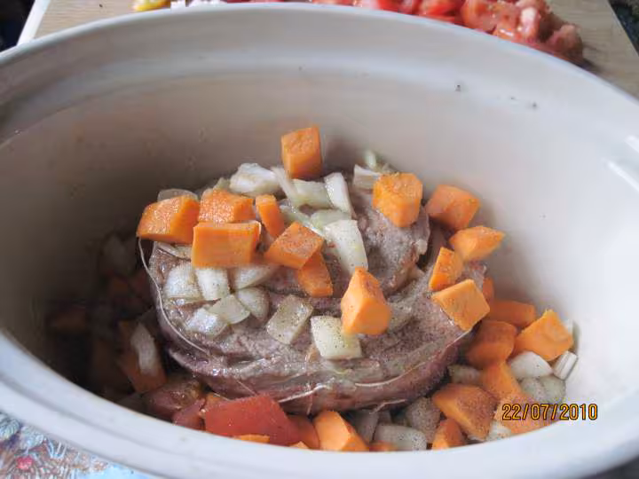 Flanchet de boeuf aux legumes en cocotte au four