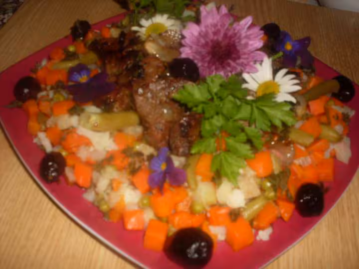 Foie de genise cuisine aux petits legumes