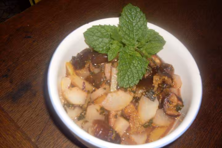 Fruits cuits menthe violettes au miel