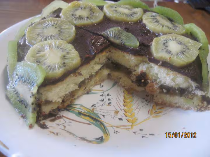 Gateau aux kiwis nappage chocolat