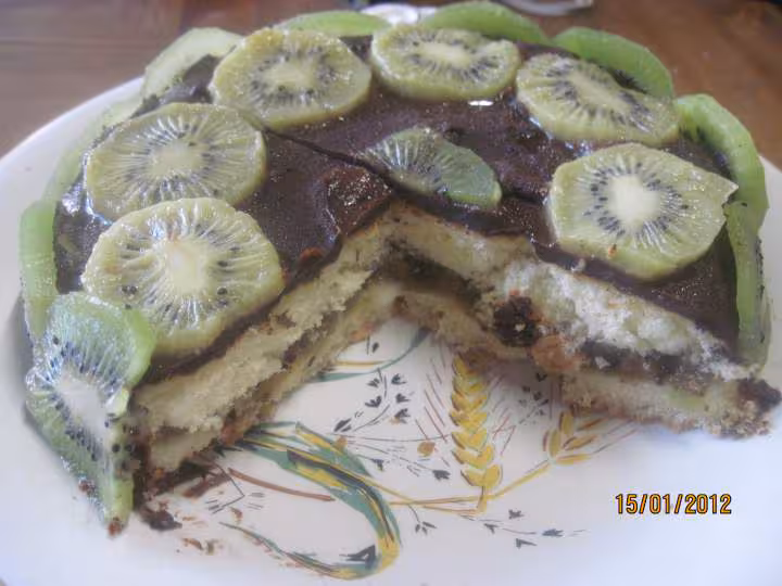 Gateau aux kiwis nappage chocolat