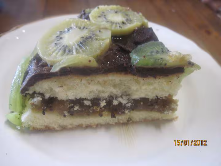 Gateau aux kiwis nappage chocolat