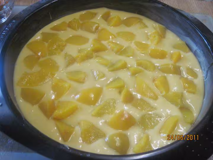 Gateau aux peches jaunes