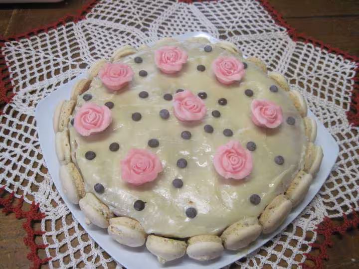Gateau creme de calissons et chocolat blanc