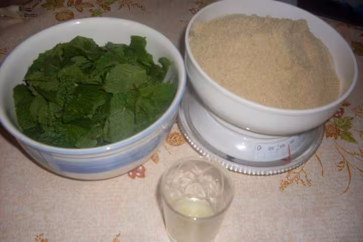 Gelee de menthe amp lamelles de pomme