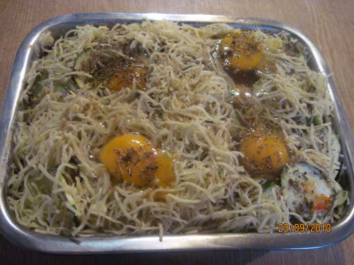 Gratin de courgettes champignons et quenelles au four