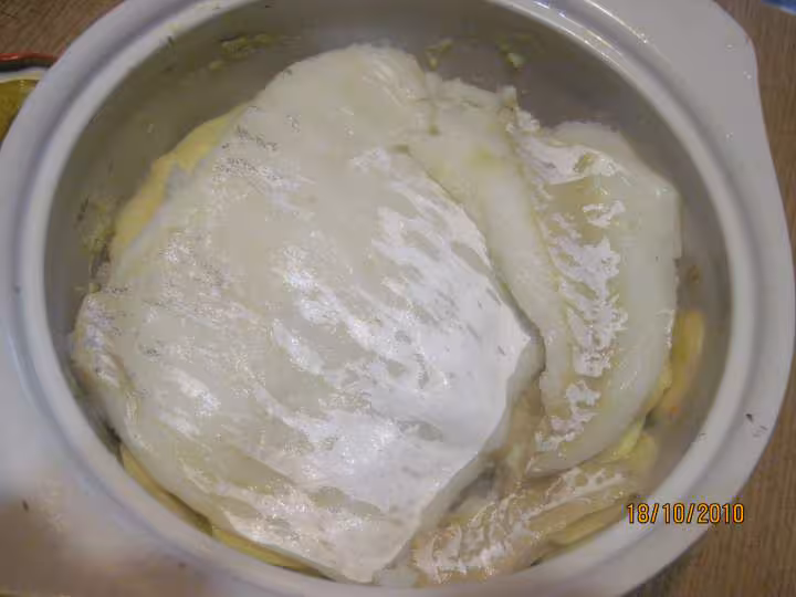 Gratin de filets de poissons en sauce curry