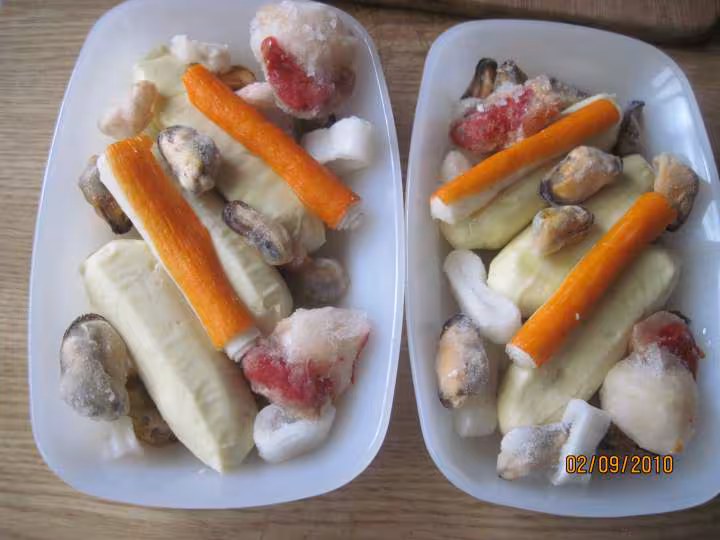 Gratin de quelles de brochet et fruits mer en sauce