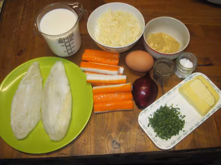 Gratines de filets de sole et surimi