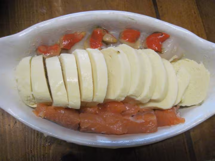Gratines de saumon et fruit mer