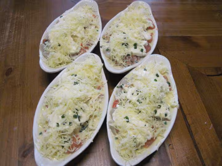 Gratines de saumon et fruit mer