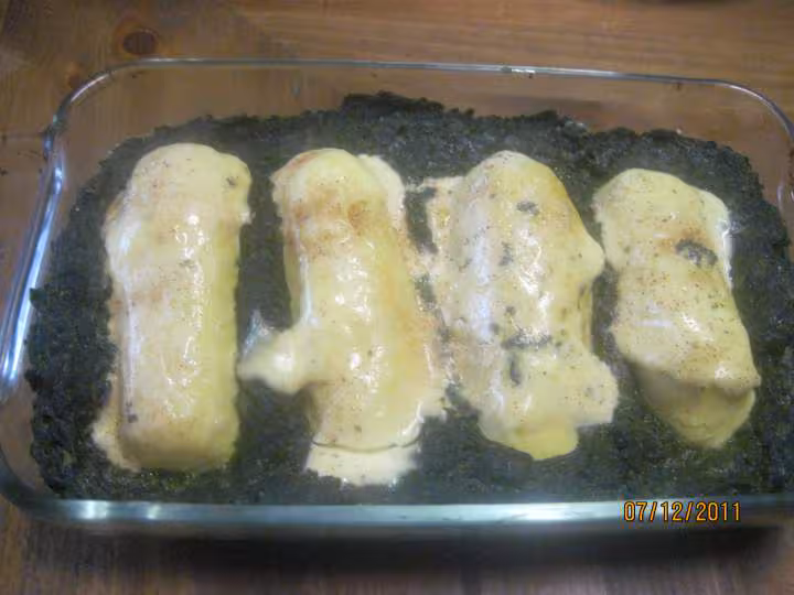 Grosses quenelles au poisson au epinard