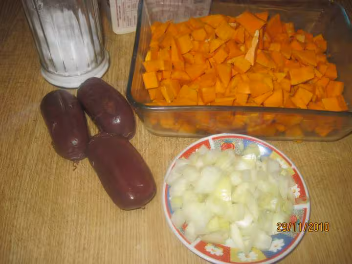 Hachis de boudin oignon au potiron gratines