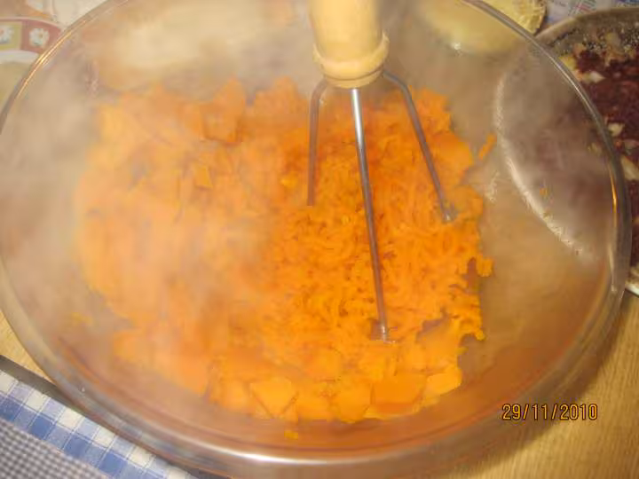 Hachis de boudin oignon au potiron gratines