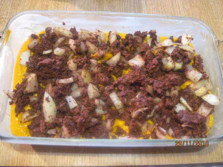 Hachis de boudin oignon au potiron gratines