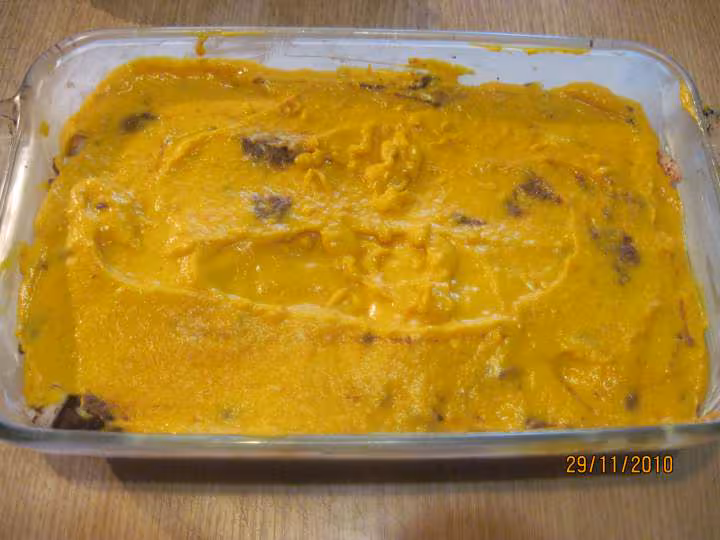 Hachis de boudin oignon au potiron gratines
