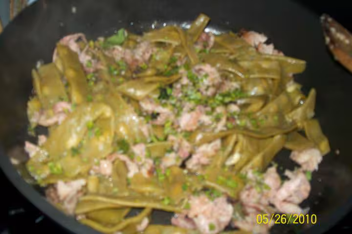 Haricots plats aux andouillettes