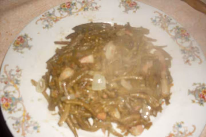 Haricots violets cuits verts