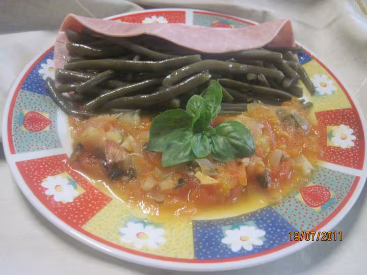 Jambon aux haricots violets