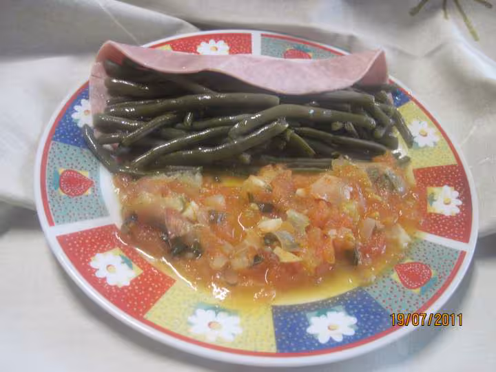 Jambon aux haricots violets