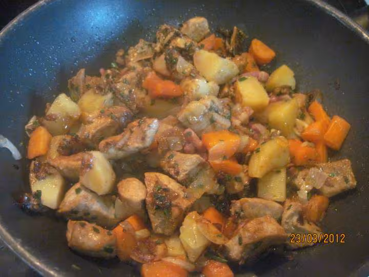 Jardiniere de legumes au saute de porc