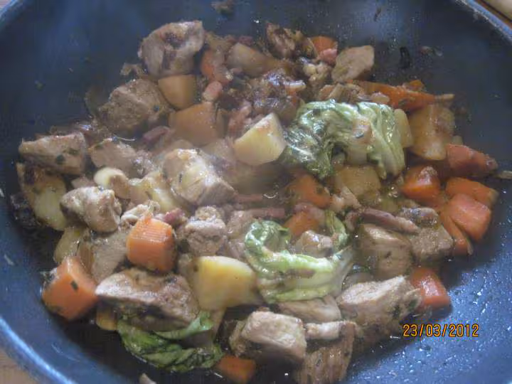 Jardiniere de legumes au saute de porc