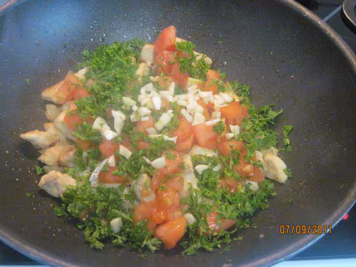 Lamelles de poulet aux feuilles de blette