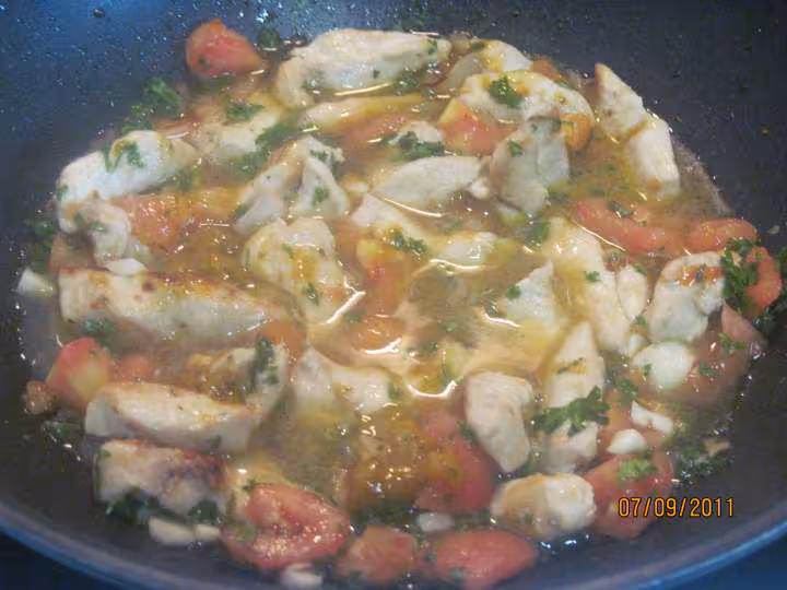 Lamelles de poulet aux feuilles de blette