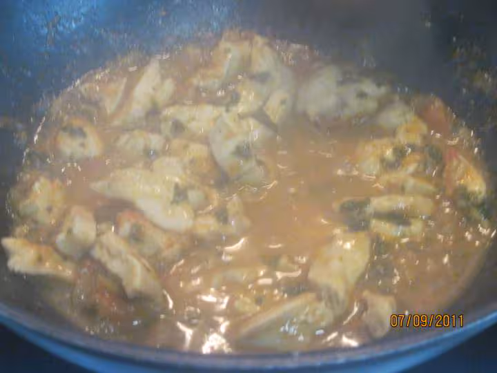 Lamelles de poulet aux feuilles de blette