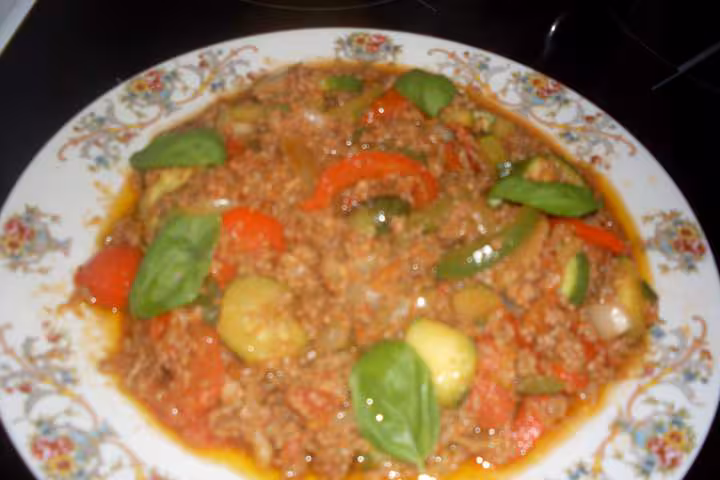Legumes de ratatouille boeufs hache