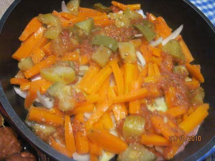 Legumes divers aux 2 viandes au massale