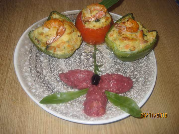 Legumes farcis en puree aux fruits de mer