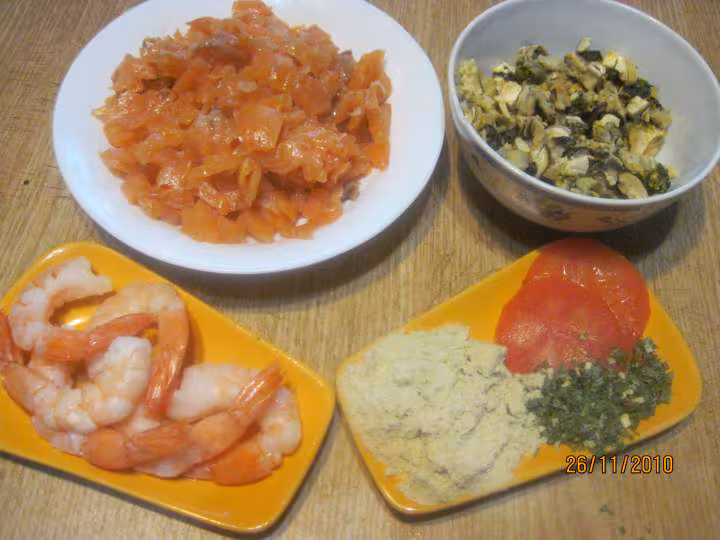 Legumes farcis en puree aux fruits de mer