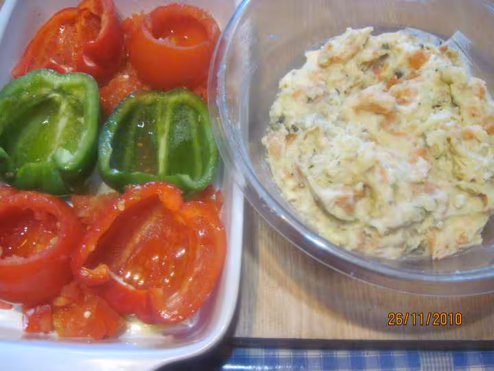 Legumes farcis en puree aux fruits de mer