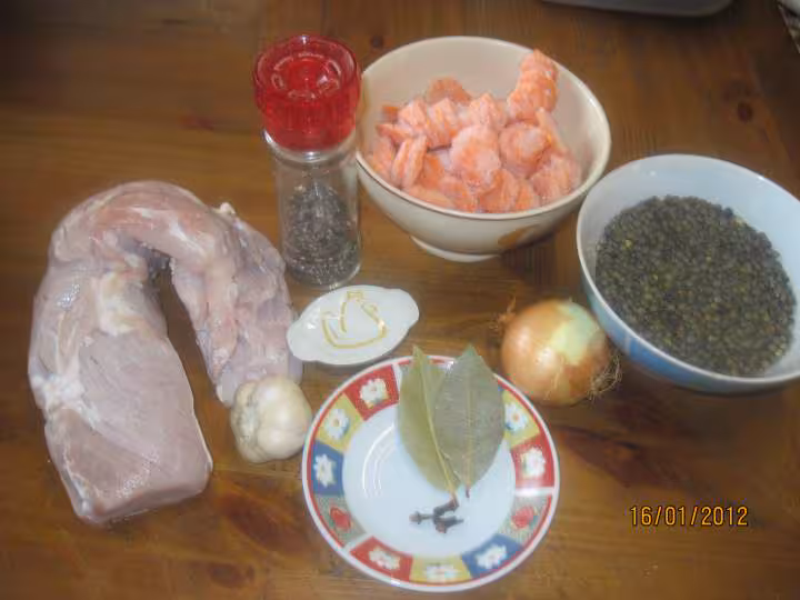 Longe de porc aux lentilles