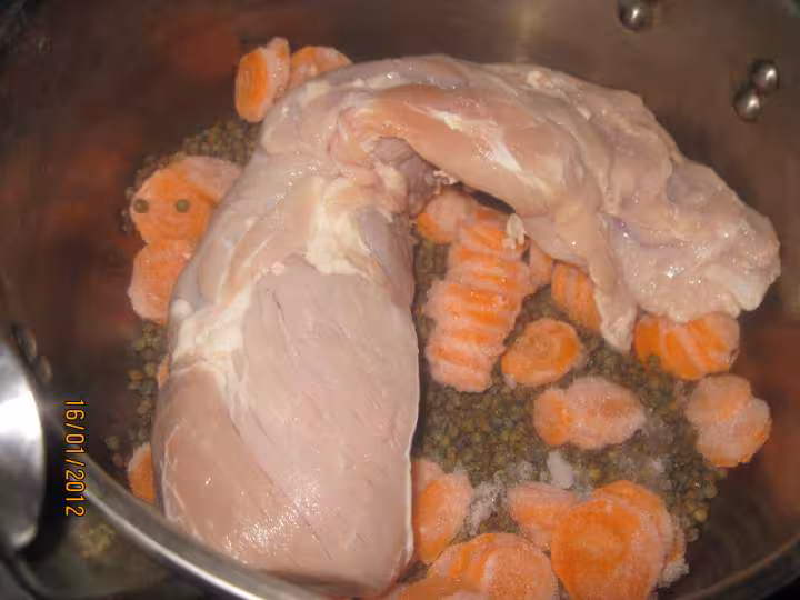 Longe de porc aux lentilles